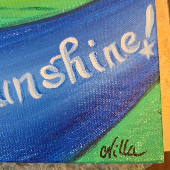 Good Morning Sunshine Original Landscape Canvas Painting Signed by CVilla 12x12 - Picture 3 of 5